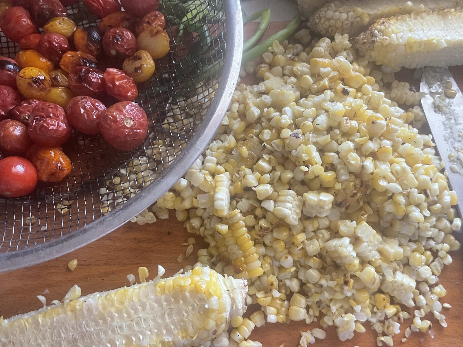 scraping corn off the cob