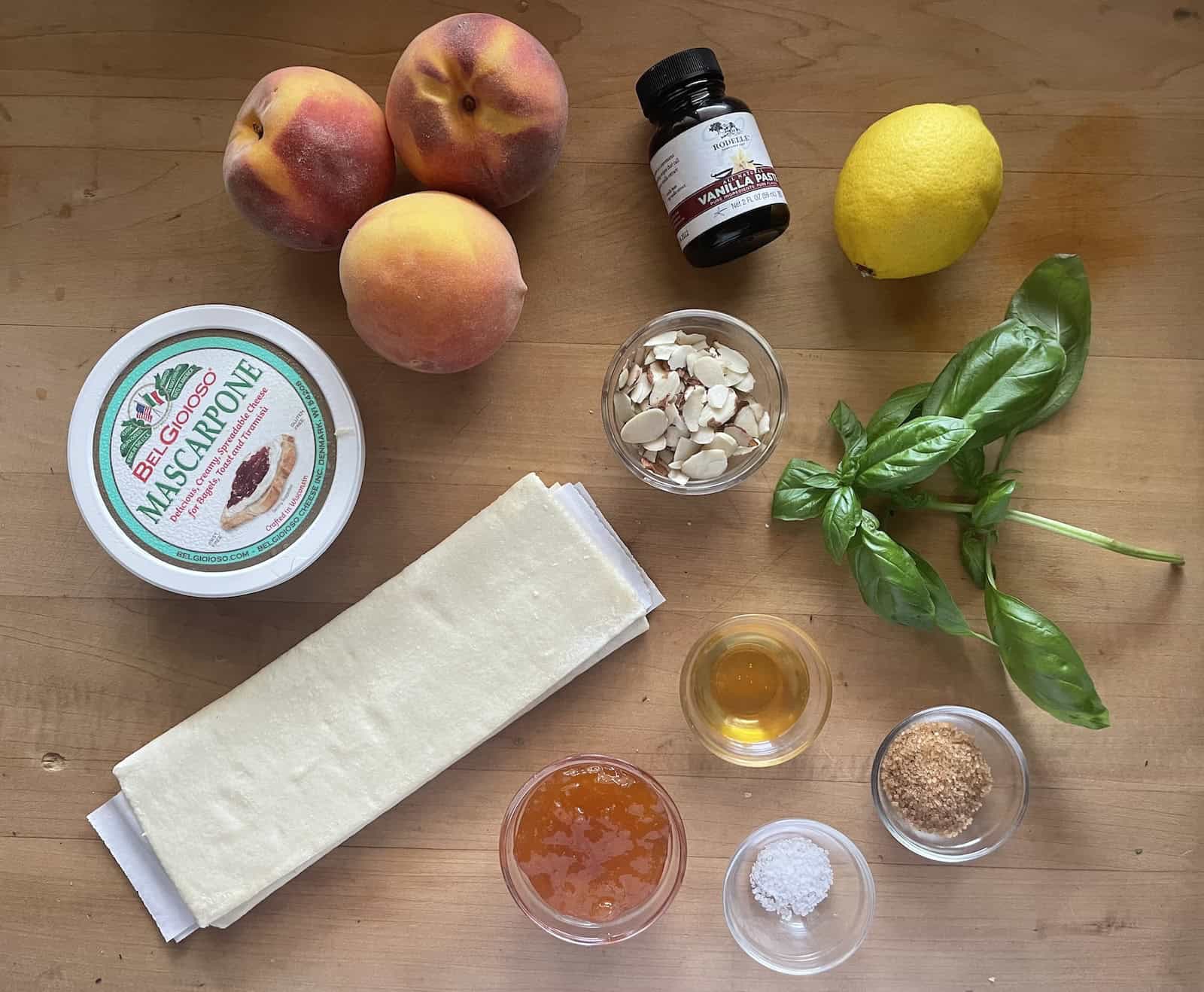 Peach and Mascarpone Puff Pastry Tart Ingredients